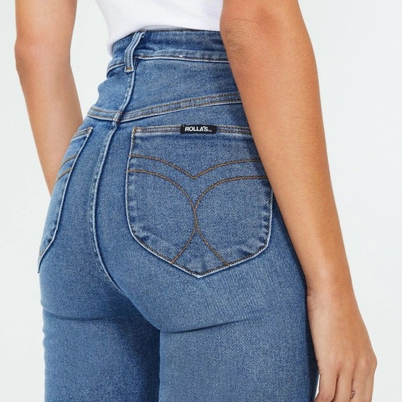 ROLLA'S Eastcoast Crop Flare Jeans - Tracey Blue Size Size 29 - Picture 3 of 15